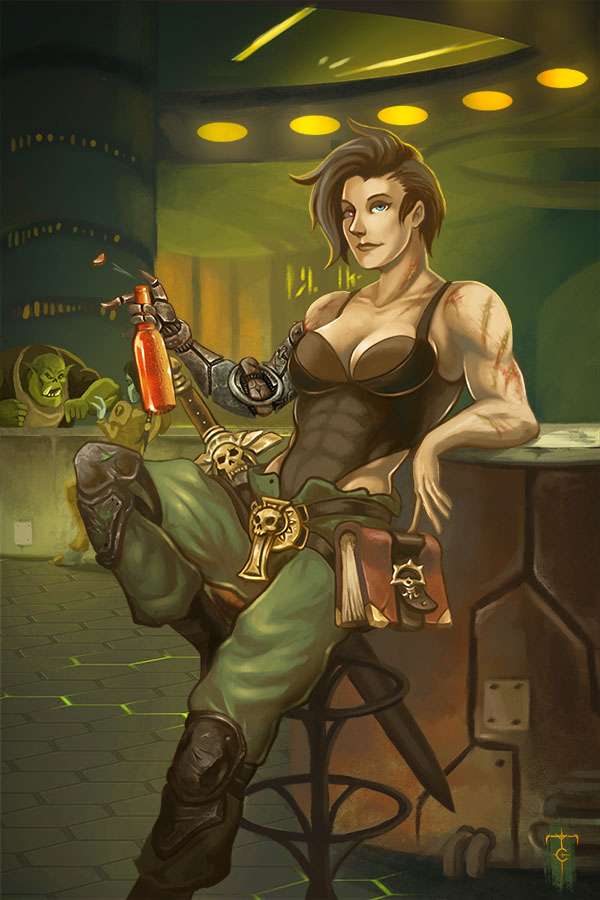Renegade Adepta Sororitas Sister, At a bar By Heziod.jpg