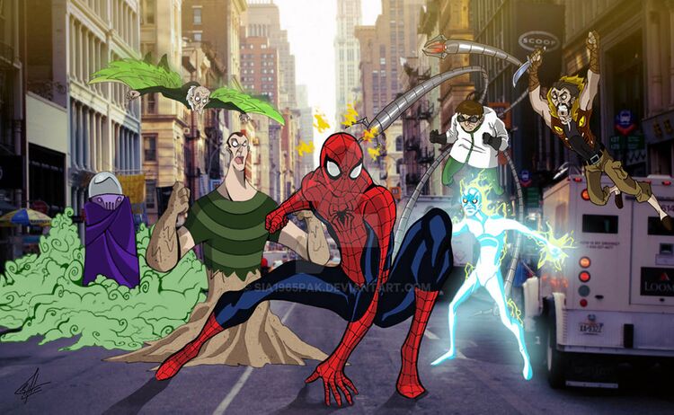 Зловещая шестёрка и паучок арт от Sinistersix.jpg