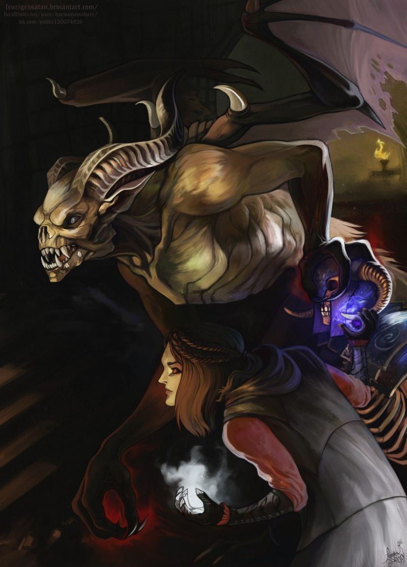 Серана с гаргульей художник Daemon Amadare.jpg