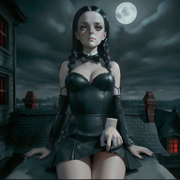 Файл:Full age Wednesday Addams by Stable Diffusion.png