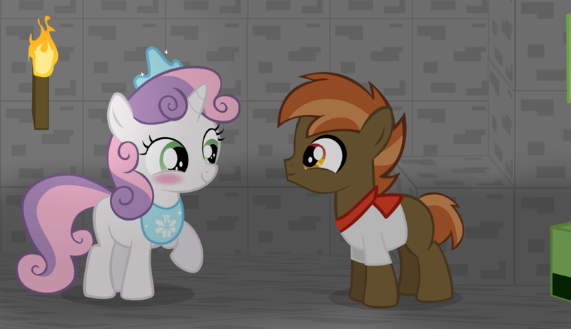 Файл:Sweetie Belle and Button Mash in Minecraft.bmp