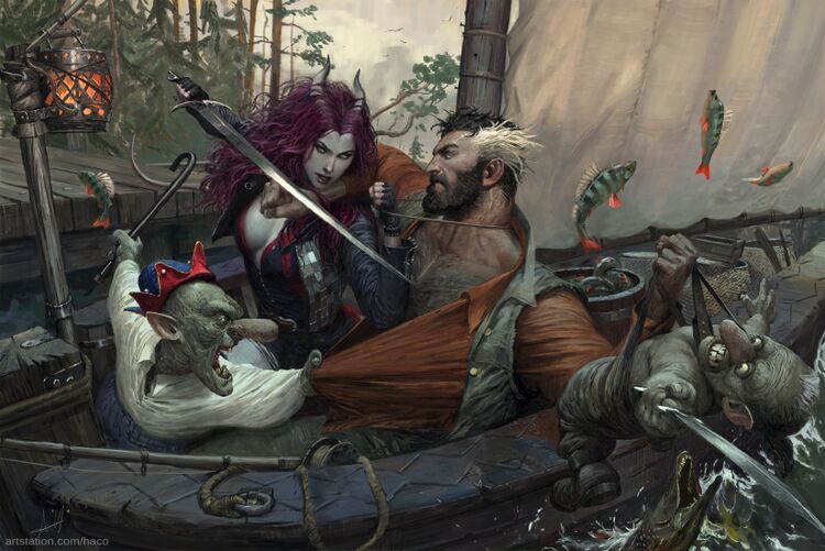 Tiefling and goblins ii by haco1.jpg