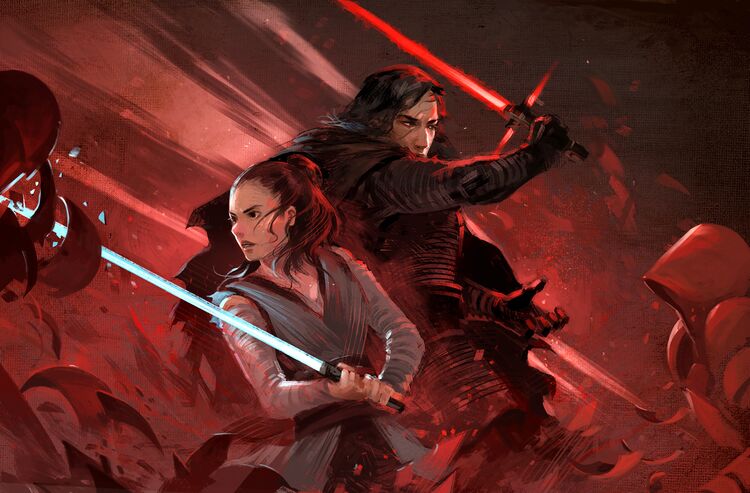 Tlj - rey and kylo ren by sandara.jpg