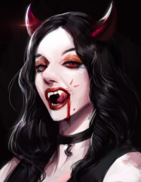 Девушка-вампир с кровью на лице